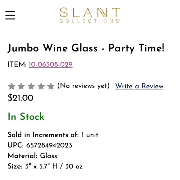 NIB Jumbo Stemless Wineglass • Slant Collections PARTY TIME! Polka Dots Glass - Picture 4 of 6